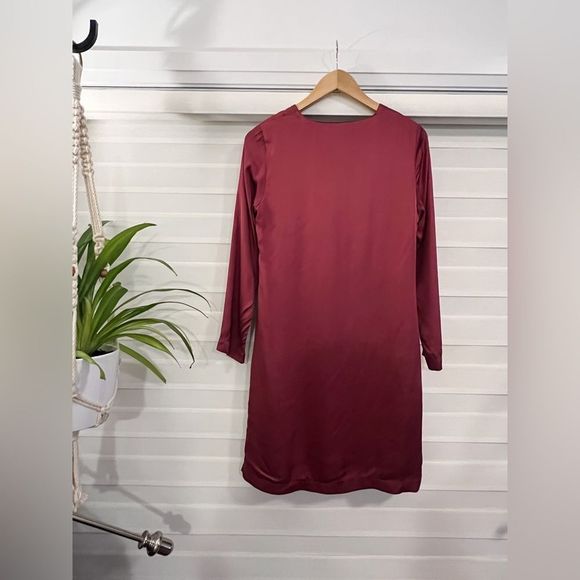 🌲Nice Things🌲- Alpine Valley Digital Print Dress / Merlot - Picture 9 of 13